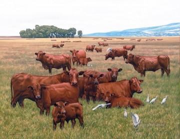  Cattle Art Painting - cattle and birds johan hoekstra